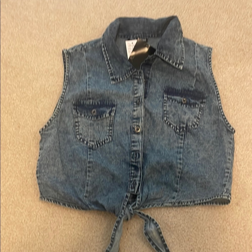Blue Crop Top with Classic Denim Style